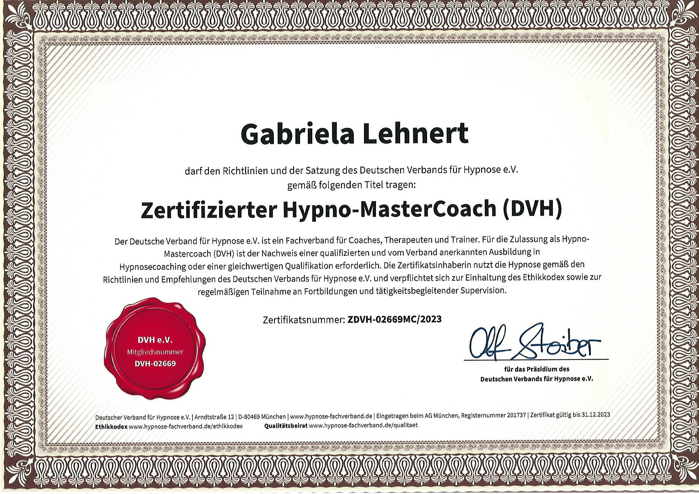 Gabriela Lehnert - Zertifizierter Hypno-MasterCoach